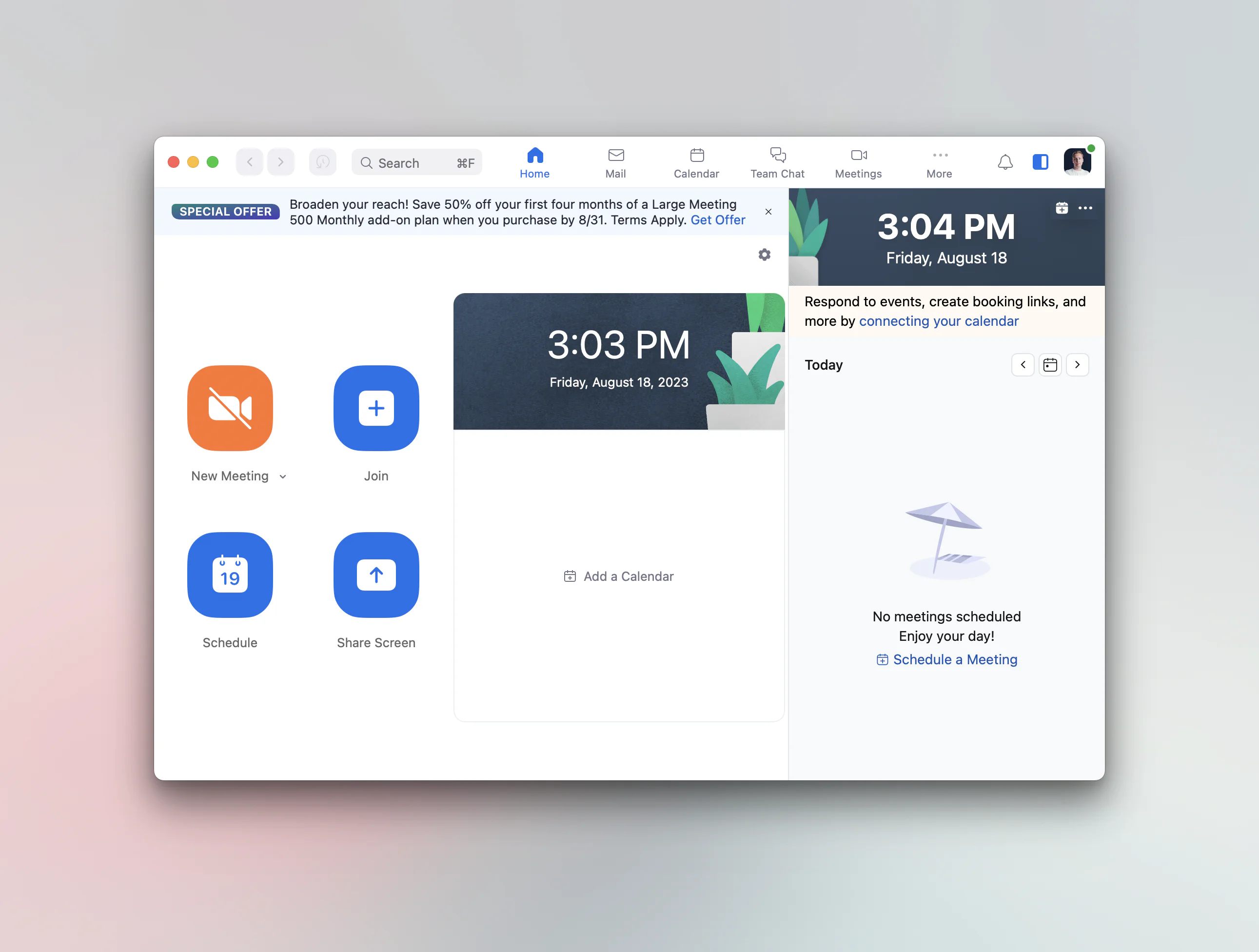 Zoom’s app interface
