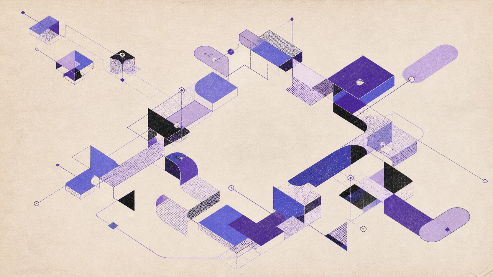 Abstract illustration of a connected creative system