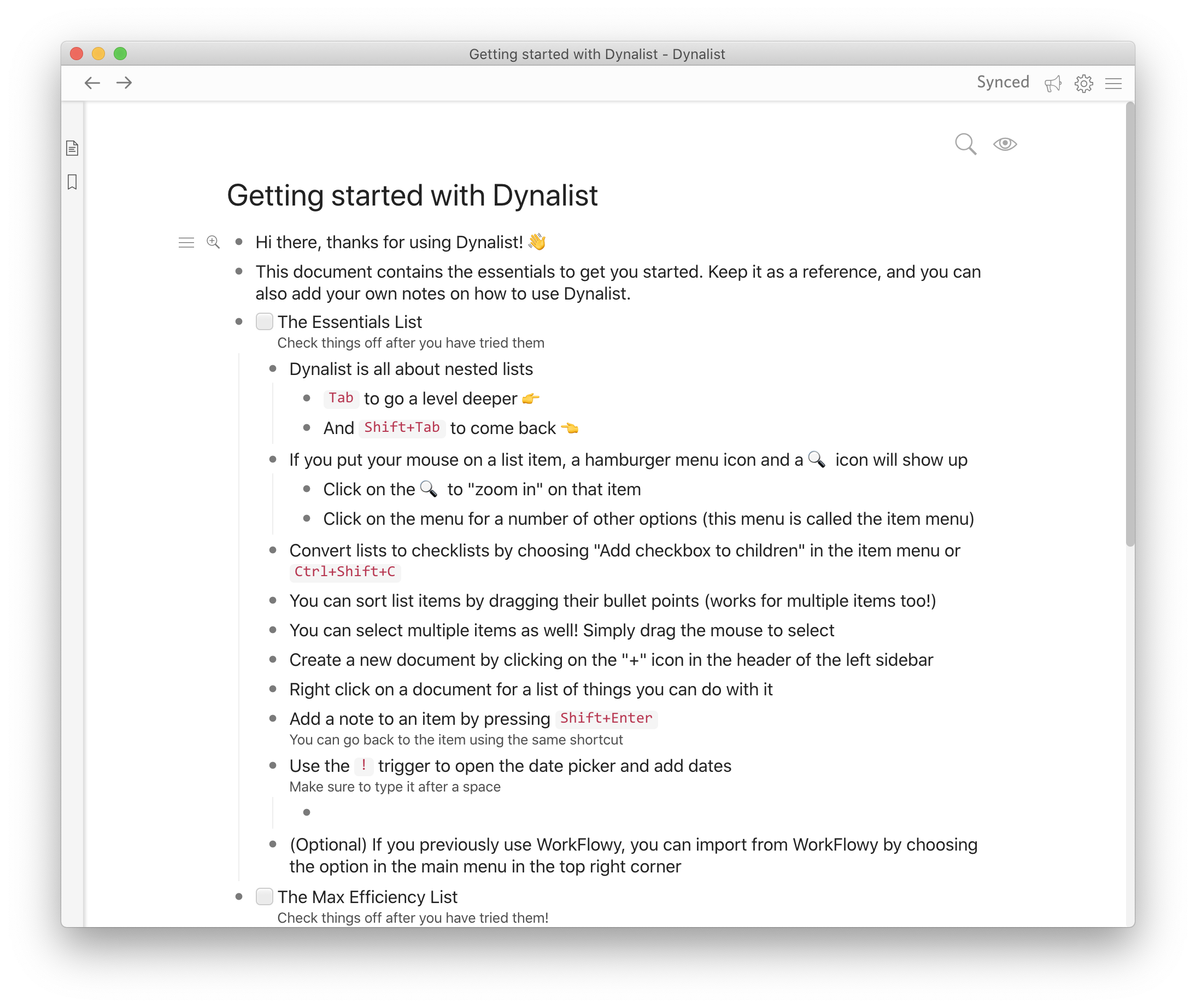 dynalist app for mac