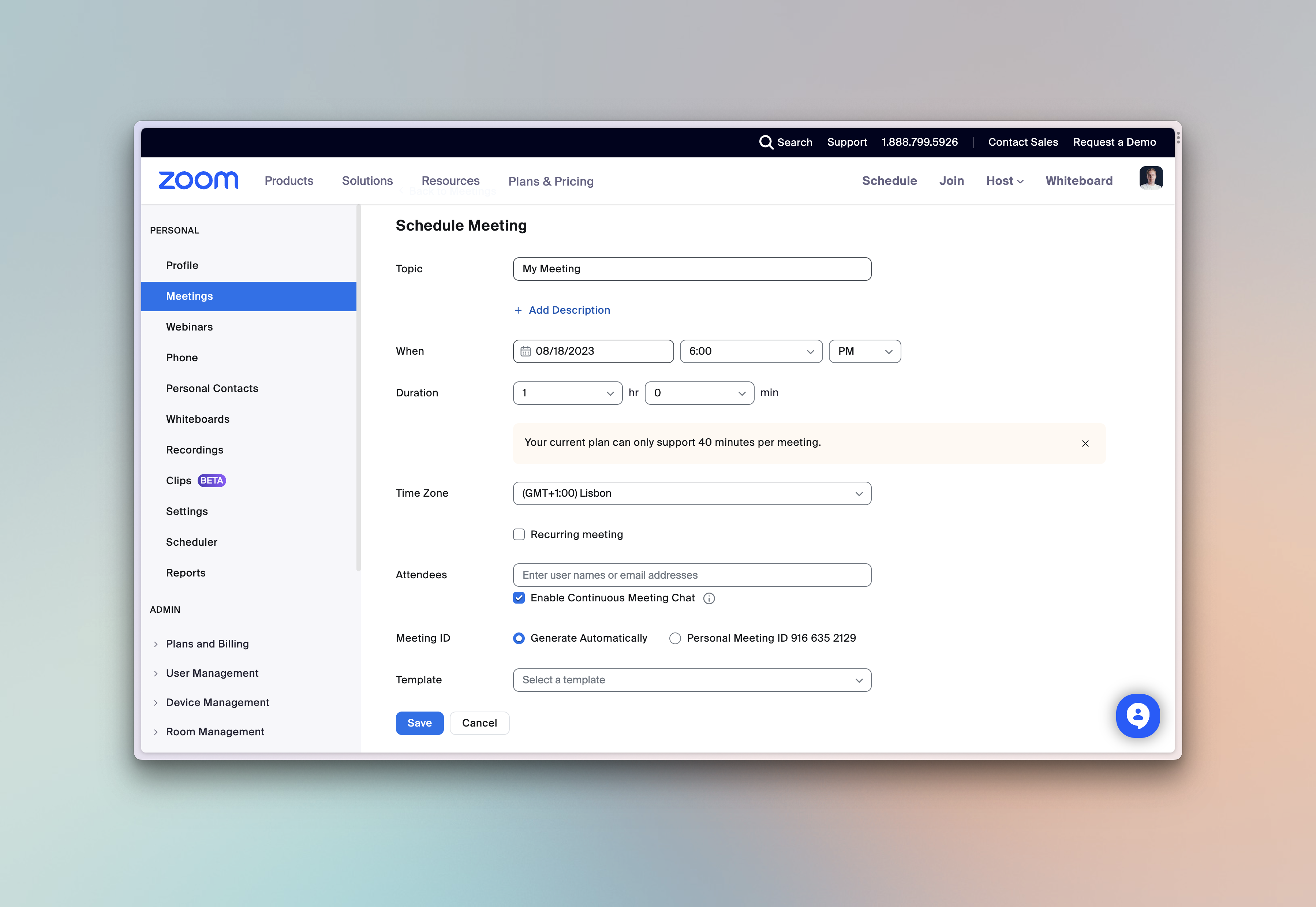 Zoom&rsquo;s web scheduling